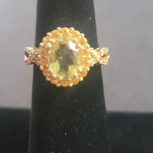 R332 14k Yellow Sapphire Diamond Ring